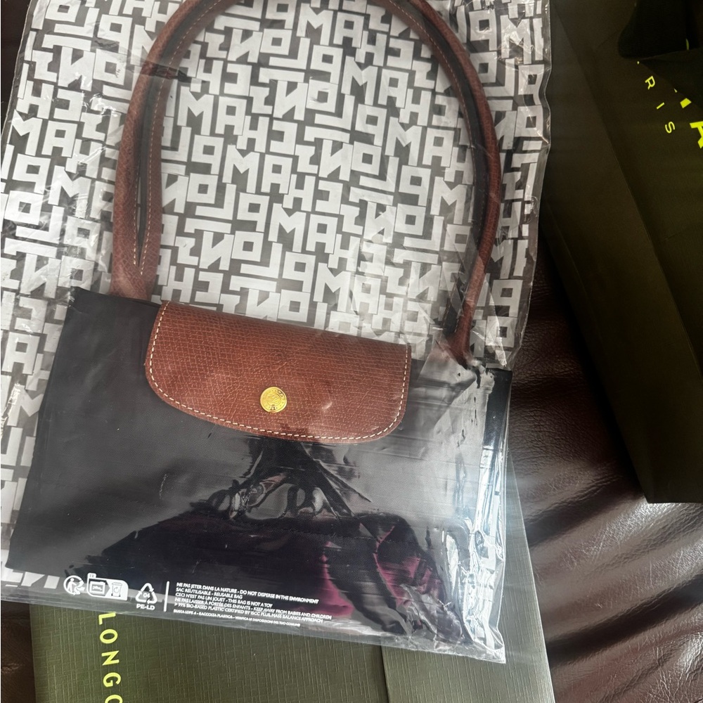 Longchamp Black and Brown Shoulder Bag